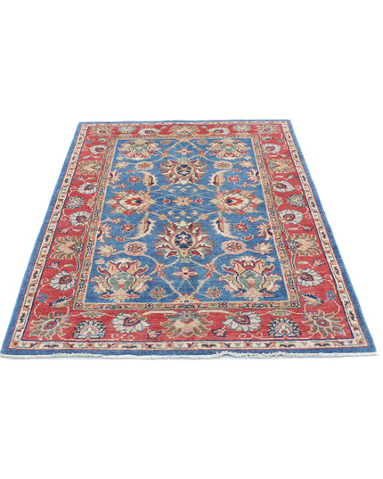 Ziegler 4' 1" X 6' 3" Hand Knotted Wool Rug 4' 1" X 6' 3" (124 X 191) / Blue / Wool