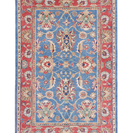 Ziegler 4' 1" X 6' 3" Hand Knotted Wool Rug 4' 1" X 6' 3" (124 X 191) / Blue / Wool
