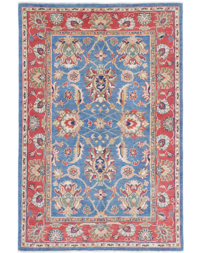 Ziegler 4' 1" X 6' 3" Hand Knotted Wool Rug 4' 1" X 6' 3" (124 X 191) / Blue / Wool
