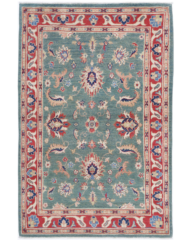 Ziegler 3' 10" X 6' 3" Hand Knotted Wool Rug 3' 10" X 6' 3" (117 X 191) / Green / Wool