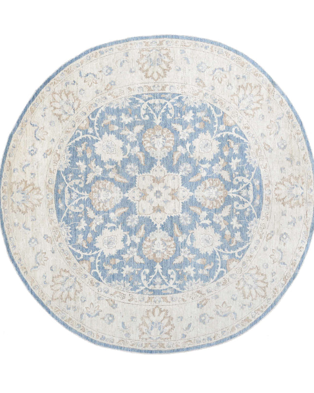 Ziegler 7' 11" X 7' 10" Hand Knotted Wool Rug 7' 11" X 7' 10" (241 X 239) / Blue / Wool