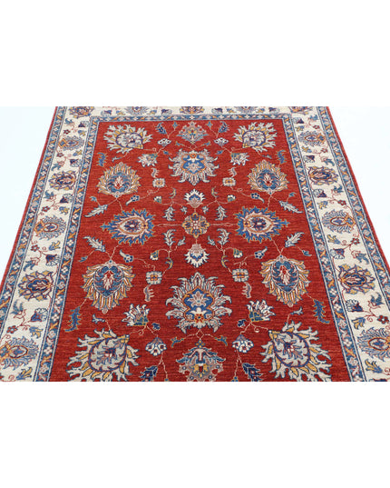 Ziegler 4' 10" X 6' 2" Hand Knotted Wool Rug 4' 10" X 6' 2" (147 X 188) / Red / Wool