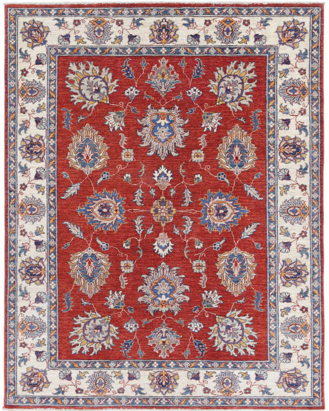 Ziegler 4' 10" X 6' 2" Hand Knotted Wool Rug 4' 10" X 6' 2" (147 X 188) / Red / Wool