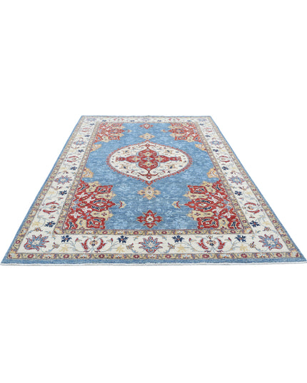 Ziegler 6' 4" X 9' 9" Hand Knotted Wool Rug 6' 4" X 9' 9" (193 X 297) / Blue / Wool
