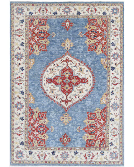 Ziegler 6' 4" X 9' 9" Hand Knotted Wool Rug 6' 4" X 9' 9" (193 X 297) / Blue / Wool