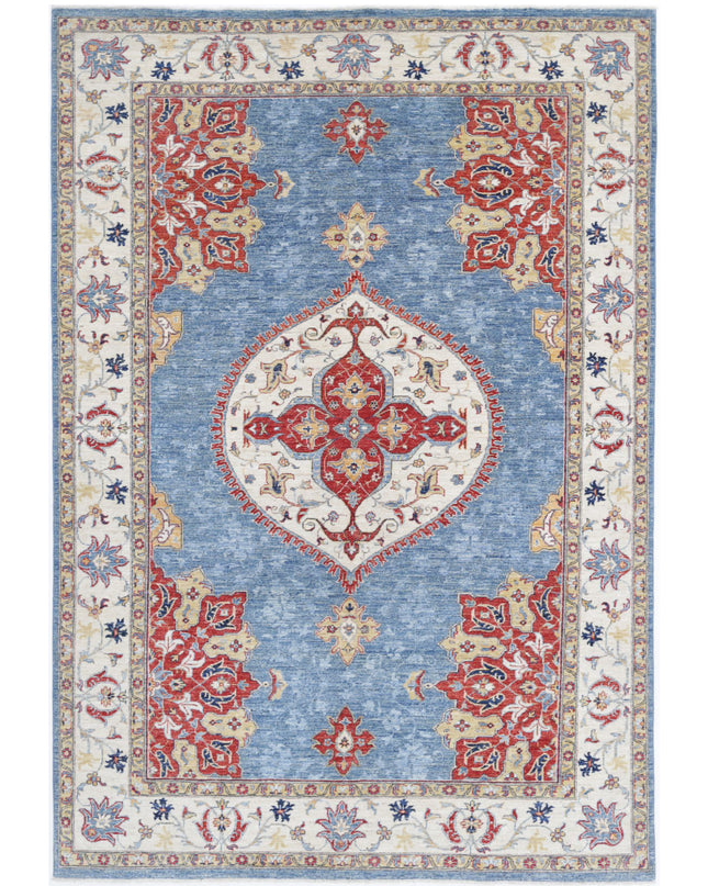 Ziegler 6' 4" X 9' 9" Hand Knotted Wool Rug 6' 4" X 9' 9" (193 X 297) / Blue / Wool