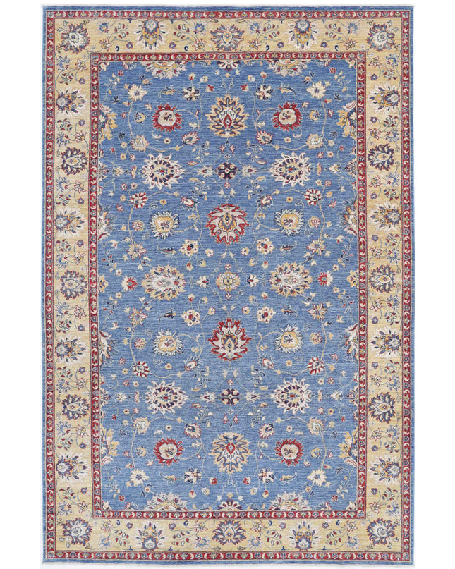 Ziegler 6' 7" X 10' 2" Hand Knotted Wool Rug 6' 7" X 10' 2" (201 X 310) / Blue / Wool