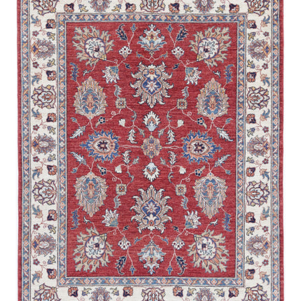 Ziegler 4' 10" X 6' 6" Hand Knotted Wool Rug 4' 10" X 6' 6" (147 X 198) / Red / Wool
