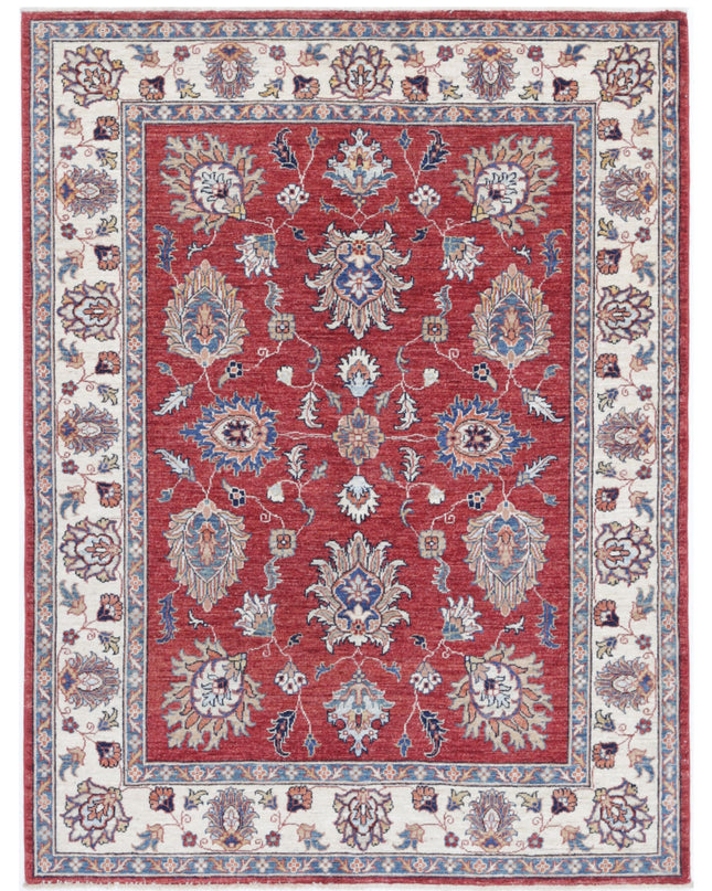 Ziegler 4' 10" X 6' 6" Hand Knotted Wool Rug 4' 10" X 6' 6" (147 X 198) / Red / Wool