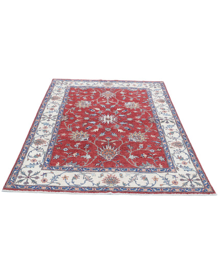 Ziegler 4' 10" X 6' 9" Hand Knotted Wool Rug 4' 10" X 6' 9" (147 X 206) / Red / Wool