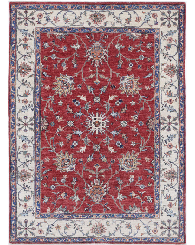 Ziegler 4' 10" X 6' 9" Hand Knotted Wool Rug 4' 10" X 6' 9" (147 X 206) / Red / Wool