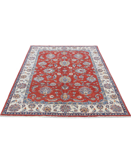 Ziegler 4' 8" X 6' 3" Hand Knotted Wool Rug 4' 8" X 6' 3" (142 X 191) / Red / Wool