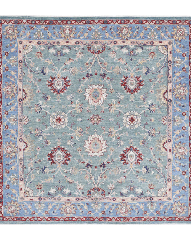 Ziegler 6' 4" X 6' 3" Hand Knotted Wool Rug 6' 4" X 6' 3" (193 X 191) / Green / Wool