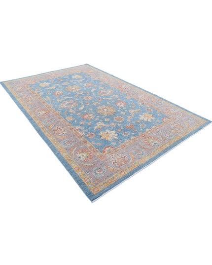 Ziegler 6' 7" X 10' 1" Hand Knotted Wool Rug 6' 7" X 10' 1" (201 X 307) / Blue / Wool