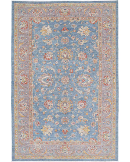 Ziegler 6' 7" X 10' 1" Hand Knotted Wool Rug 6' 7" X 10' 1" (201 X 307) / Blue / Wool