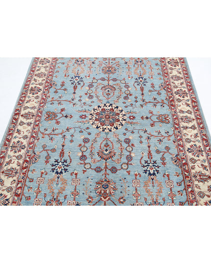 Ziegler 4' 10" X 6' 6" Hand Knotted Wool Rug 4' 10" X 6' 6" (147 X 198) / Blue / Wool