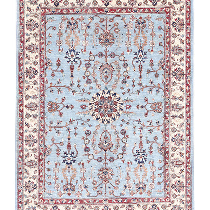 Ziegler 4' 10" X 6' 6" Hand Knotted Wool Rug 4' 10" X 6' 6" (147 X 198) / Blue / Wool
