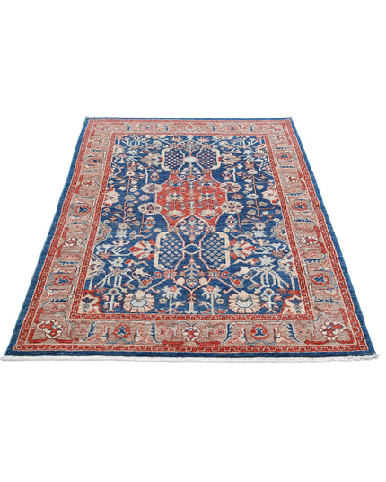 Ziegler 4' 0" X 5' 9" Hand Knotted Wool Rug 4' 0" X 5' 9" (122 X 175) / Blue / Wool
