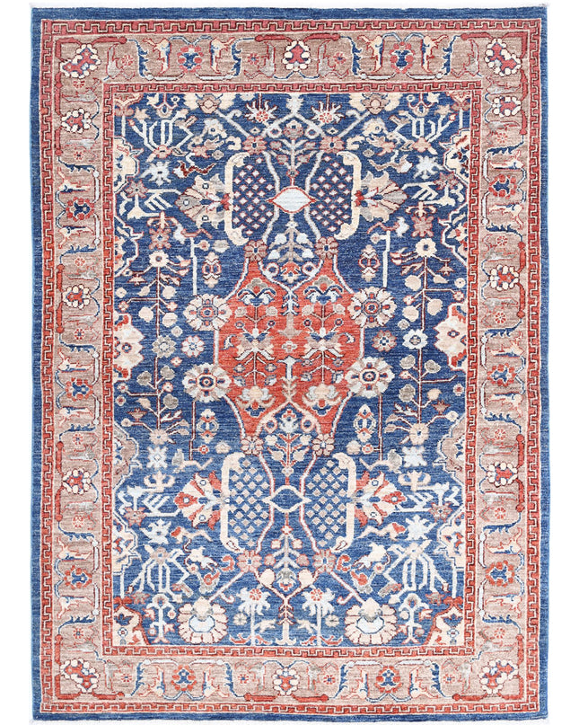 Ziegler 4' 0" X 5' 9" Hand Knotted Wool Rug 4' 0" X 5' 9" (122 X 175) / Blue / Wool
