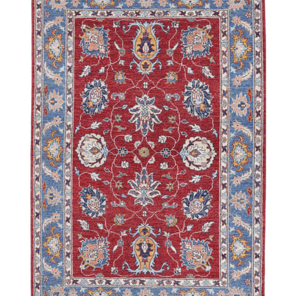 Ziegler 4' 0" X 5' 10" Hand Knotted Wool Rug 4' 0" X 5' 10" (122 X 178) / Red / Wool