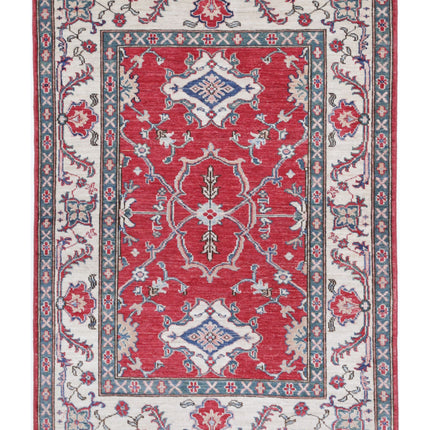 Ziegler 3' 4" X 4' 8" Hand Knotted Wool Rug 3' 4" X 4' 8" (101 X 142) / Red / Wool