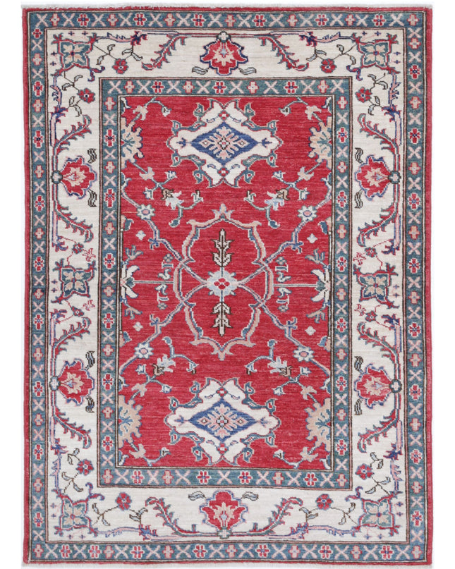 Ziegler 3' 4" X 4' 8" Hand Knotted Wool Rug 3' 4" X 4' 8" (101 X 142) / Red / Wool