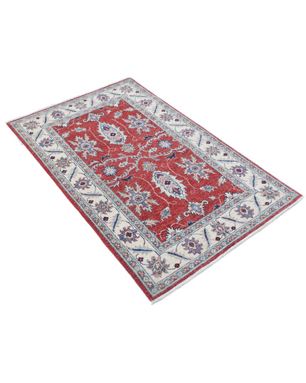 Ziegler 3' 0" X 4' 8" Hand Knotted Wool Rug 3' 0" X 4' 8" (91 X 142) / Red / Wool