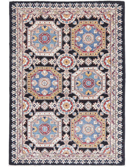 Ziegler 3' 2" X 4' 8" Hand Knotted Wool Rug 3' 2" X 4' 8" (97 X 142) / Black / Wool