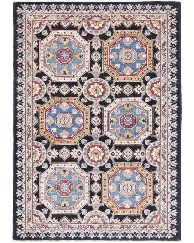 Ziegler 3' 2" X 4' 8" Hand Knotted Wool Rug 3' 2" X 4' 8" (97 X 142) / Black / Wool