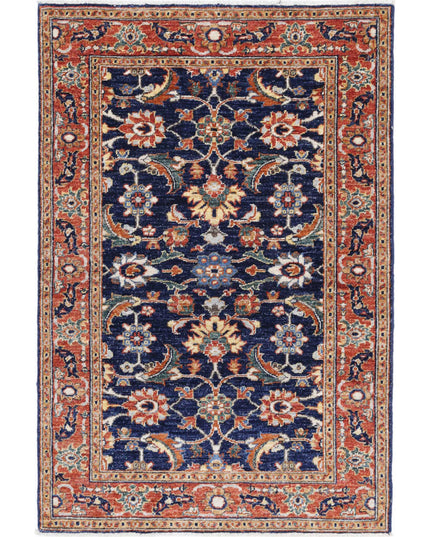 Ziegler 3' 0" X 4' 7" Hand Knotted Wool Rug 3' 0" X 4' 7" (91 X 140) / Blue / Wool