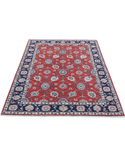 Ziegler 4' 0" X 5' 9" Hand Knotted Wool Rug 4' 0" X 5' 9" (122 X 175) / Red / Wool