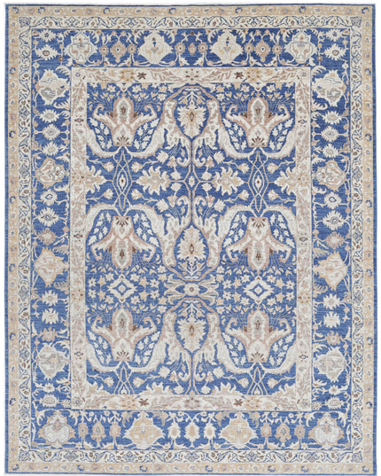Ziegler 7' 10" X 9' 9" Hand Knotted Wool Rug 7' 10" X 9' 9" (239 X 297) / Blue / Wool