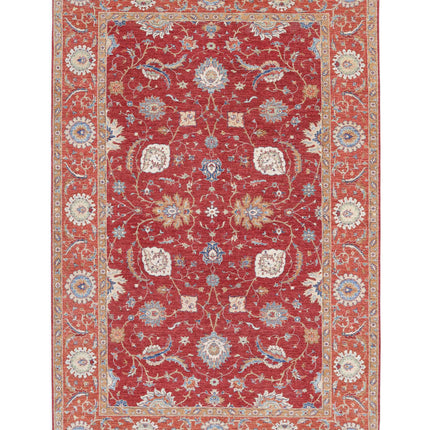 Ziegler 6' 7" X 10' 2" Hand Knotted Wool Rug 6' 7" X 10' 2" (201 X 310) / Red / Wool