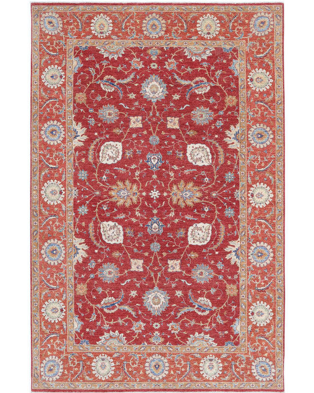 Ziegler 6' 7" X 10' 2" Hand Knotted Wool Rug 6' 7" X 10' 2" (201 X 310) / Red / Wool