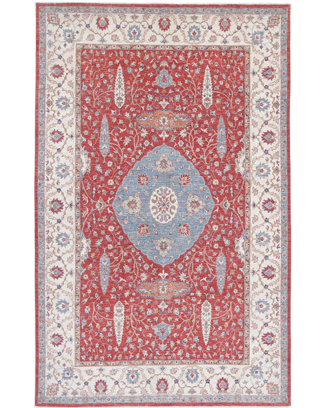 Ziegler 6' 7" X 10' 5" Hand Knotted Wool Rug 6' 7" X 10' 5" (201 X 318) / Red / Wool