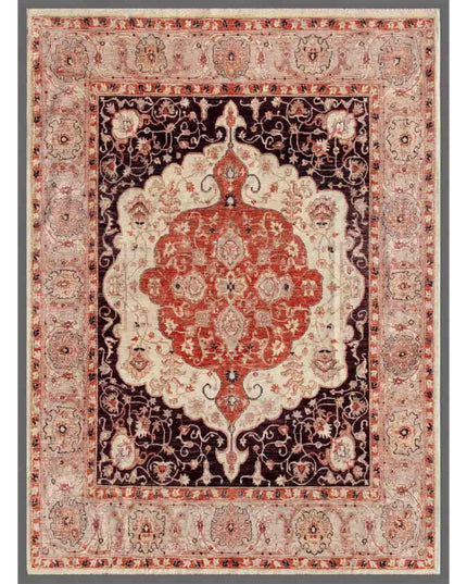 Ziegler 7' 1" X 10' 5" Hand Knotted Wool Rug 7' 1" X 10' 5" (216 X 318) / Brown / Wool