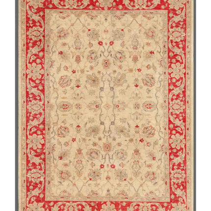 Ziegler 5' 6" X 7' 6" Hand Knotted Wool Rug 5' 6" X 7' 6" (168 X 229) / Ivory / Wool