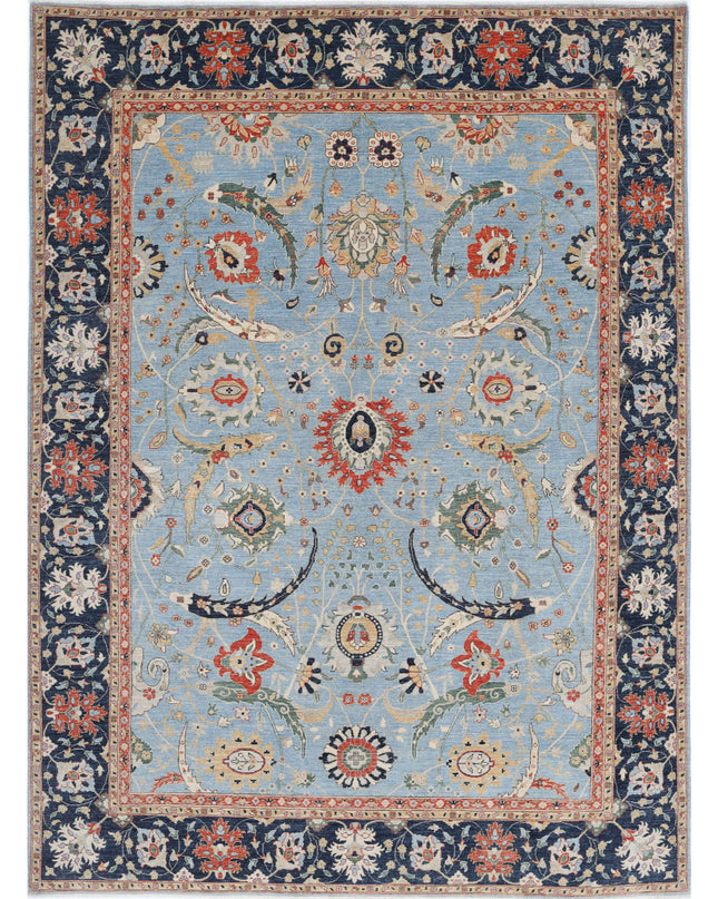 Ziegler 9' 0" X 12' 2" Hand Knotted Wool Rug 9' 0" X 12' 2" (274 X 371) / Blue / Wool