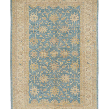 Ziegler 6' 8" X 9' 8" Hand Knotted Wool Rug 6' 8" X 9' 8" (203 X 295) / Blue / Wool