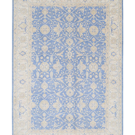 Ziegler 6' 7" X 9' 6" Hand Knotted Wool Rug 6' 7" X 9' 6" (201 X 290) / Blue / Wool