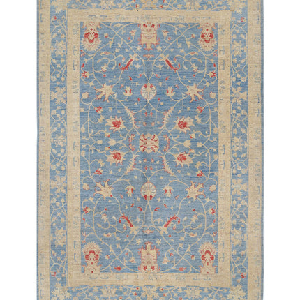 Ziegler 6' 3" X 9' 6" Hand Knotted Wool Rug 6' 3" X 9' 6" (191 X 290) / Blue / Wool