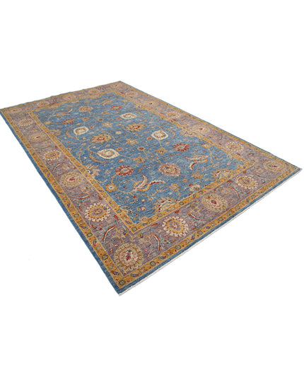 Ziegler 6' 6" X 10' 2" Hand Knotted Wool Rug 6' 6" X 10' 2" (198 X 310) / Blue / Wool