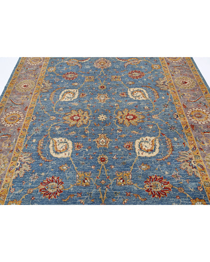 Ziegler 6' 6" X 10' 2" Hand Knotted Wool Rug 6' 6" X 10' 2" (198 X 310) / Blue / Wool