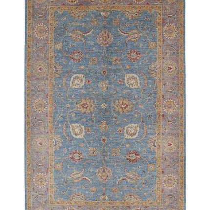 Ziegler 6' 6" X 10' 2" Hand Knotted Wool Rug 6' 6" X 10' 2" (198 X 310) / Blue / Wool
