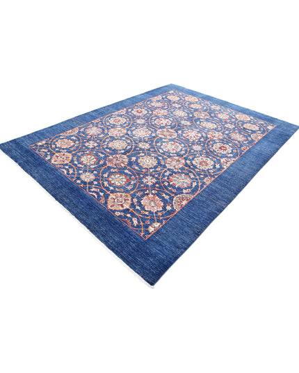 Ziegler 6' 10" X 9' 3" Hand Knotted Wool Rug 6' 10" X 9' 3" (208 X 282) / Blue / Wool