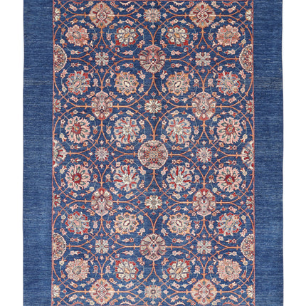 Ziegler 6' 10" X 9' 3" Hand Knotted Wool Rug 6' 10" X 9' 3" (208 X 282) / Blue / Wool