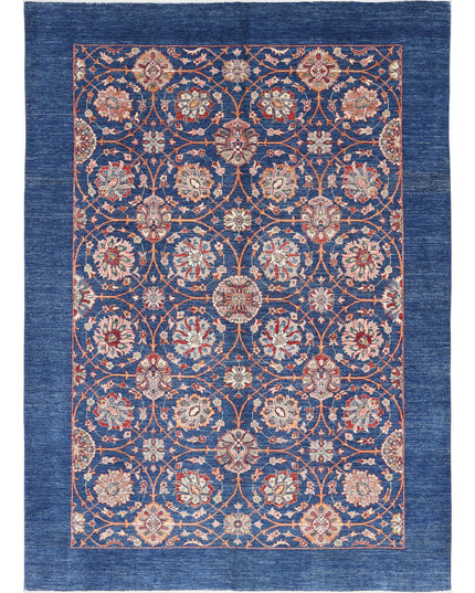 Ziegler 6' 10" X 9' 3" Hand Knotted Wool Rug 6' 10" X 9' 3" (208 X 282) / Blue / Wool