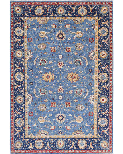 Ziegler 6' 6" X 9' 8" Hand Knotted Wool Rug 6' 6" X 9' 8" (198 X 295) / Blue / Wool