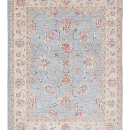 Ziegler 6' 4" X 8' 5" Hand Knotted Wool Rug 6' 4" X 8' 5" (193 X 257) / Blue / Wool