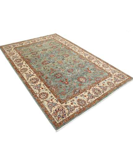 Ziegler 5' 6" X 8' 2" Hand Knotted Wool Rug 5' 6" X 8' 2" (168 X 249) / Green / Wool